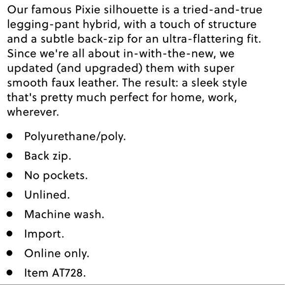 JCREW PIXIE PANT in FAUX LEATHER NWT sz MP - Picture 6 of 7